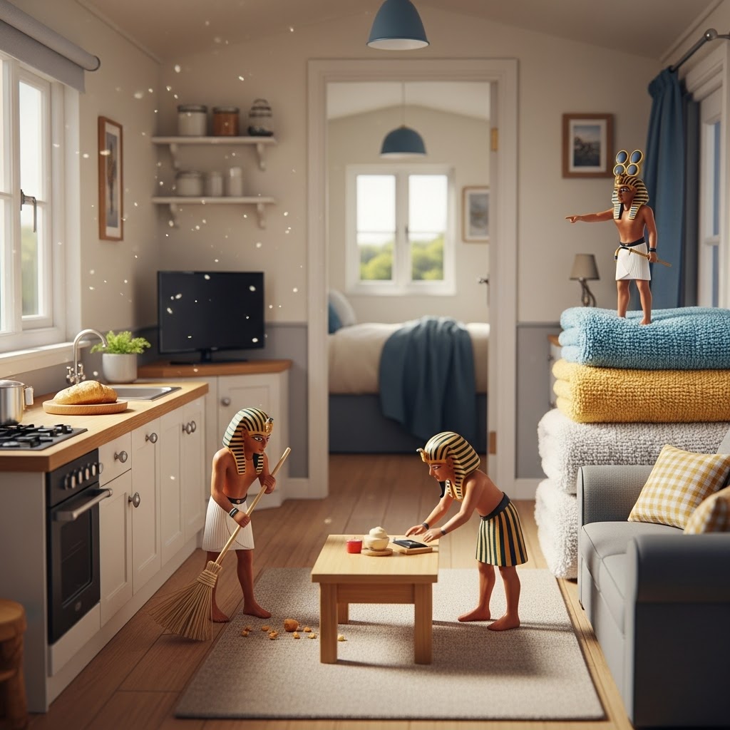 Granny Annex Two children play with toys on a table in a cozy, well-lit living room.