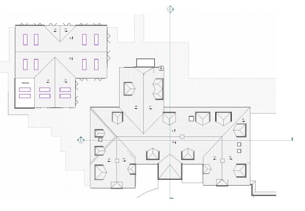 Architectural floor plan showing a detailed layout of multiple rooms and sections.